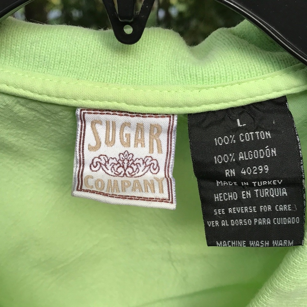 Onque Casuals Leopard Ruched Tank Top L & Sleeveless Green Tie Back Button Top L - Picture 5 of 14